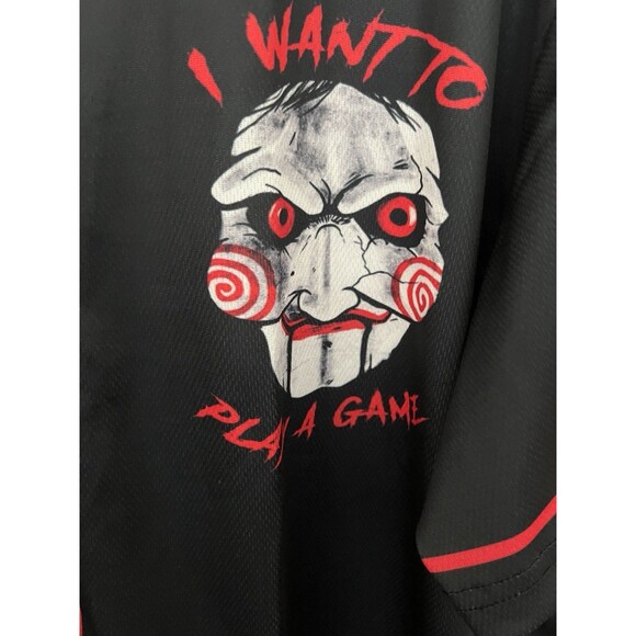 IT Billy The Puppet Halloween Shirt Mens 2X Baseball Jersey Want To Play A Game - Picture 3 of 4